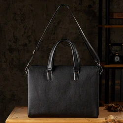 Sac messager d'affaires en cuir véritable pour hommes, sac à main pour ordinateur portable, sac à bandoulière de bureau, étui à bombes, cuir de vachette décontracté, mode initiée