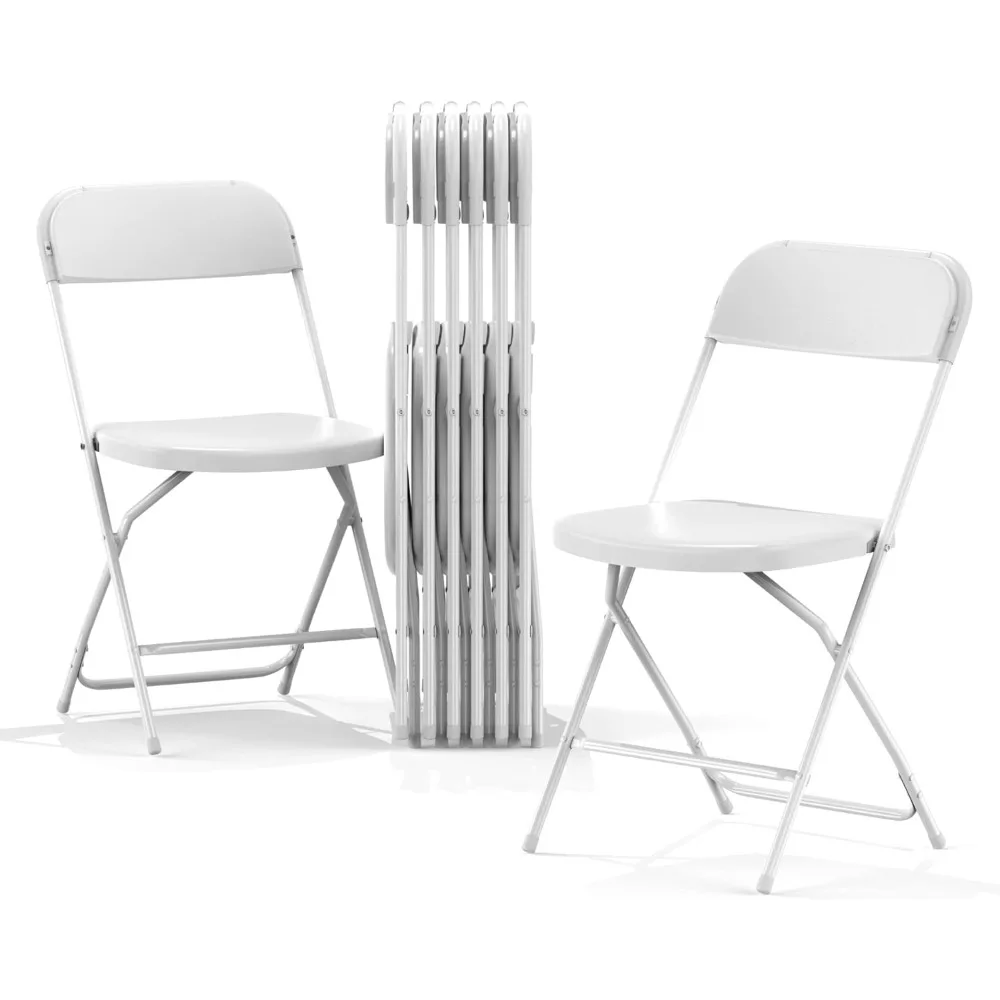 Chaises pliantes en plastique pour l'extérieur et l'intérieur, chaises pliantes, blanc, limite de poids 650LB, paquet de 8