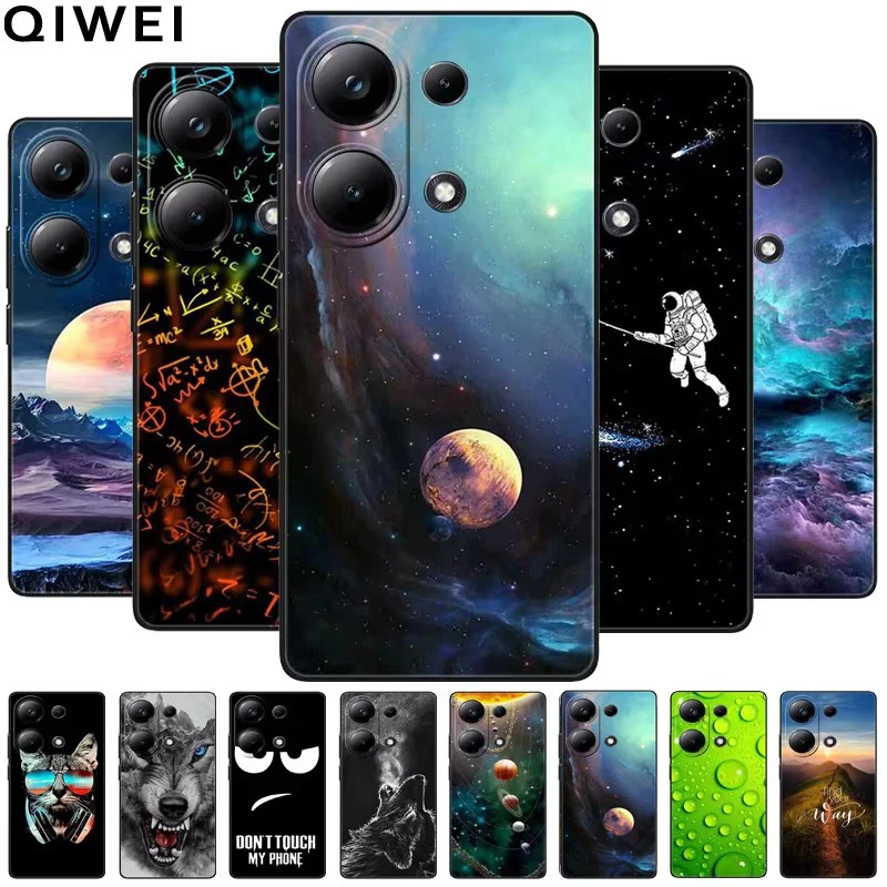 Phone Cases For Xiaomi Poco M6 Pro 4G Case Black Silicone TPU Shockproof Soft Cover for Poco M 6 Pro 4G Protect Capa M6Pro 4G