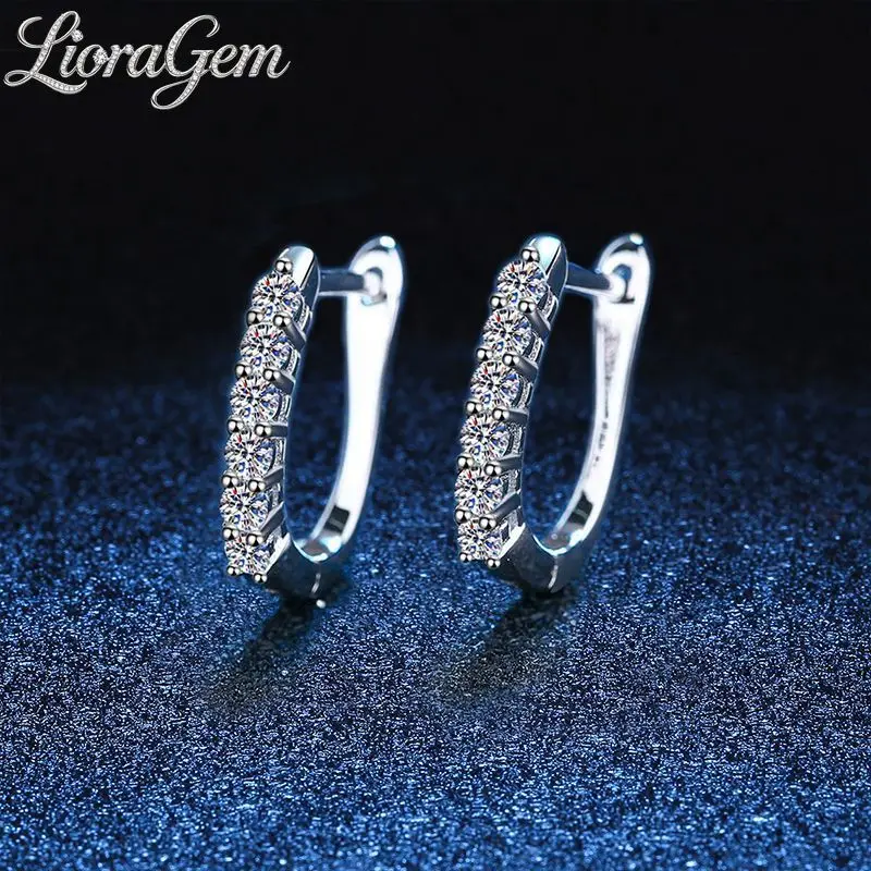 

LioraGem Dazzling Pavé Moissanite Hoop Earrings, Luxurious D-color Moissanite Women's Earrings Platinum PT950 Stamp