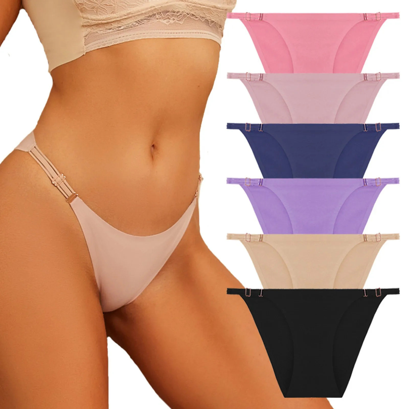 Simple Seamless Sexy High Cut Briefs Fashion Sports Women's Underwear Low Waist Panties Female Seamless Thongs