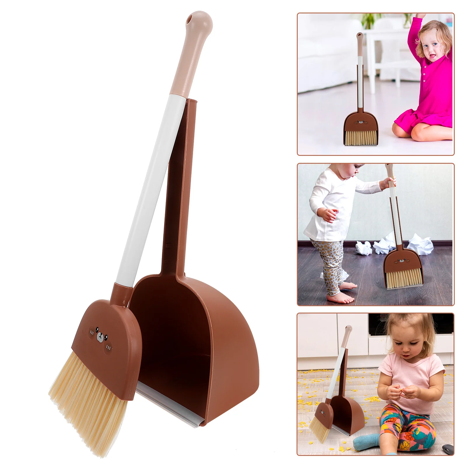 Kids Small Broom and Dustpan Set Cartoon Animal Style Toddler Cleaning Kit Lightweight Compact Housekeeping Helper for Home