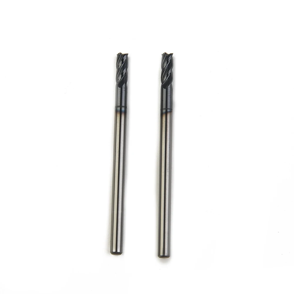 

2PCS Tungsten Carbide HRC45 End Mill, Blue+Silver Color, Suitable For Pre Harden Steel And Cast Iron, Length 50mm