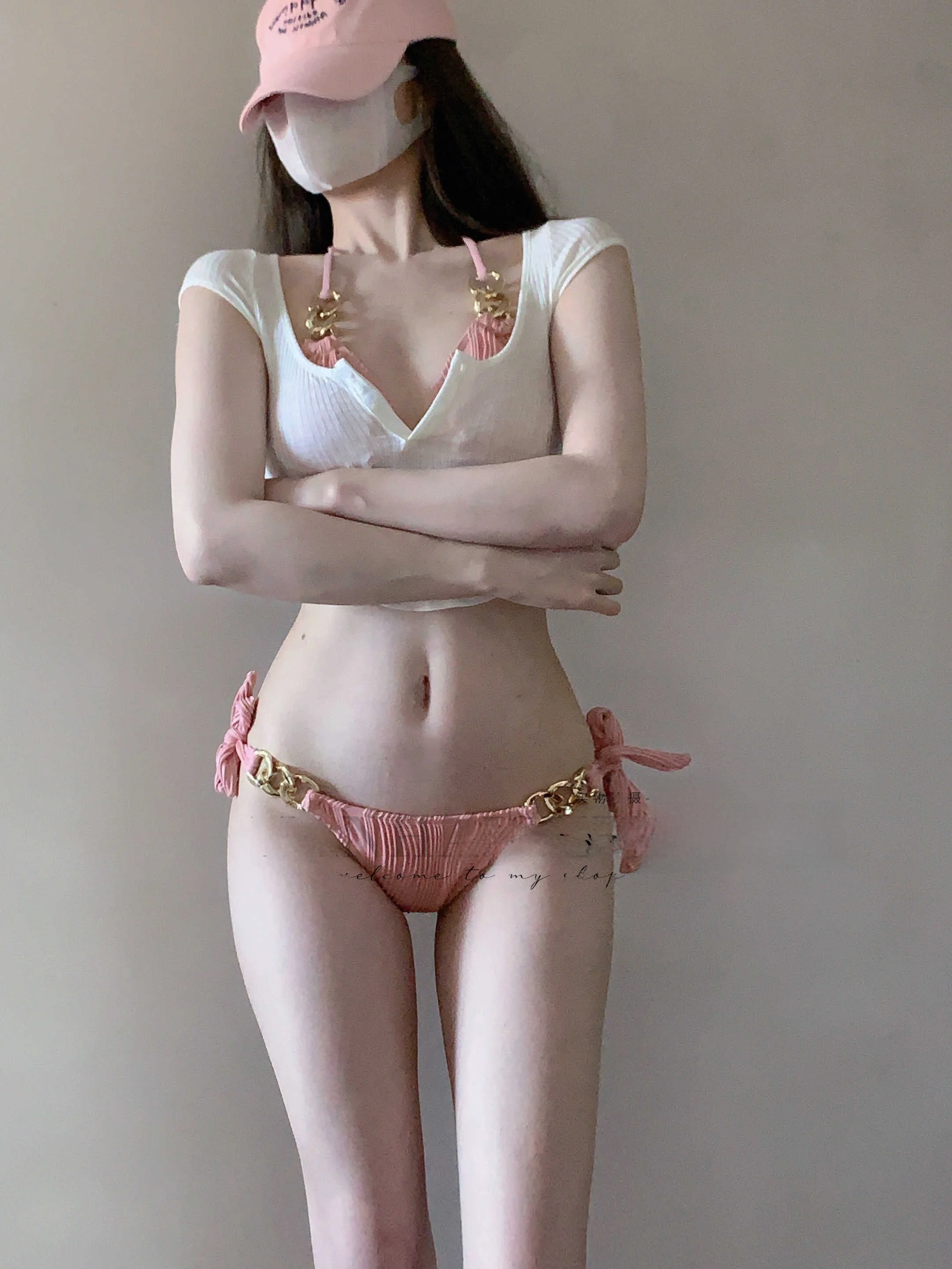 

Sexy Bikini Swimsuit Tee-piece Set for Women Hot Spring Beach Vaion Gathered Chest Large And Small Chest Coastal Time