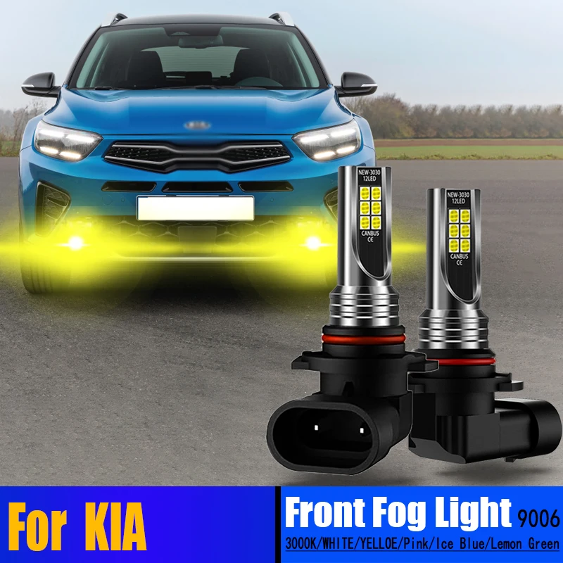 2pcs LED Front Fog Light Bulbs 9006 HB4 Lamp For Kia Rio 4 2017-2019 Soul 3 2019-2021 Sportage 4 Stonic 2017 2018 2019 2020 2021