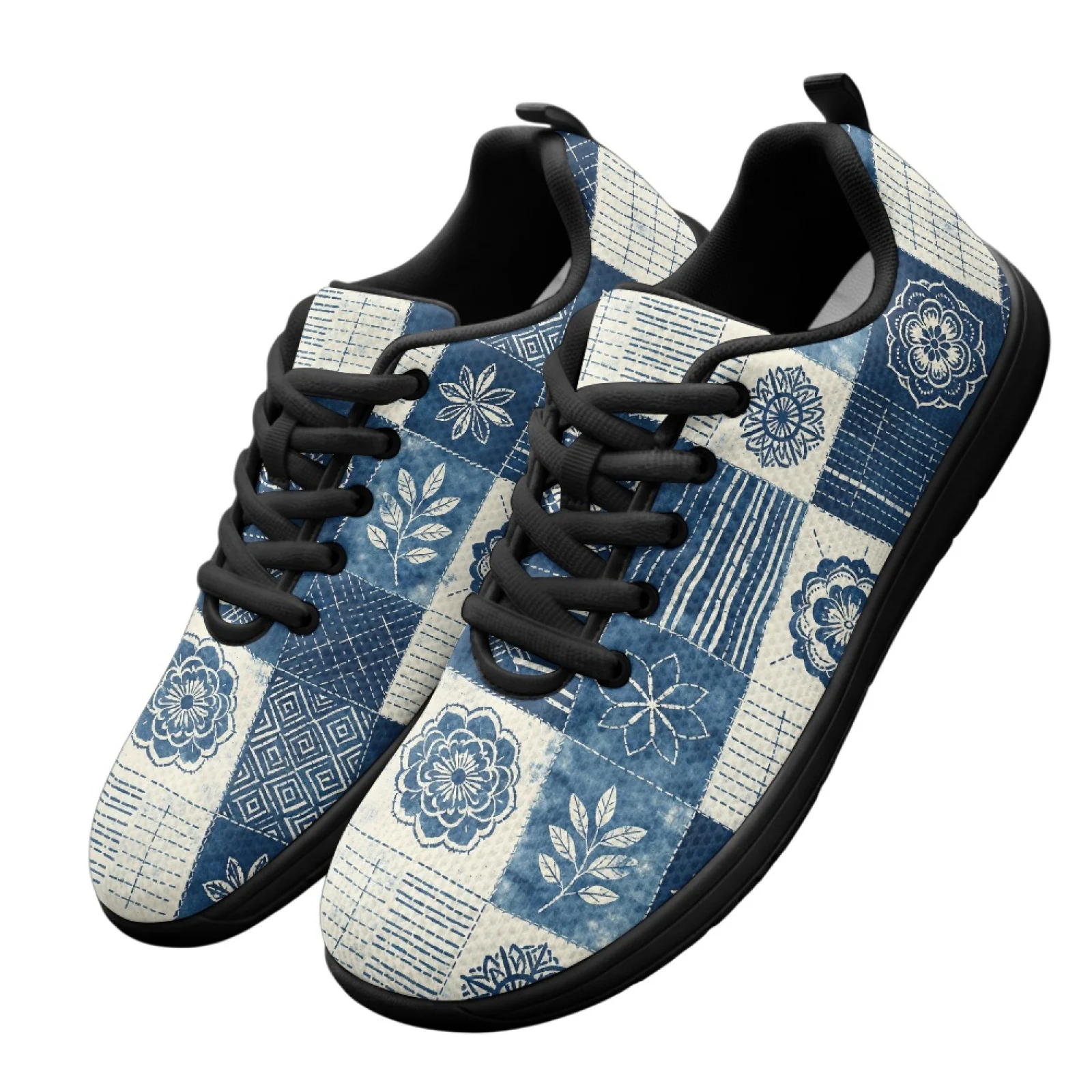 PENSTROLL Patchwork Floral Backless Tennis Sneakers Mesh & EVA Mens Wide Width Sneakers Non Slip Walking Shoes for Men's