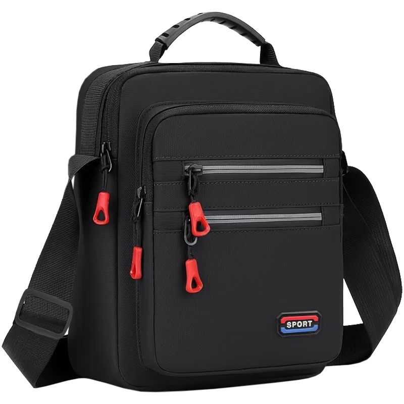 Klassische Sport-Umhängetasche mit mehreren Taschen, strapazierfähige, wasserabweisende Nylon-Umhängetasche für Herren, für den Alltag und Freizeit – Detail 8