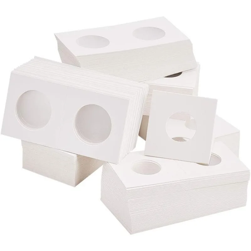 300 pcs 6 Sizes White Cardboard Coin Holder 20 23 25 27 31 40mm Coin Flip Flip Mega Assortment for Coin Collection Supplies