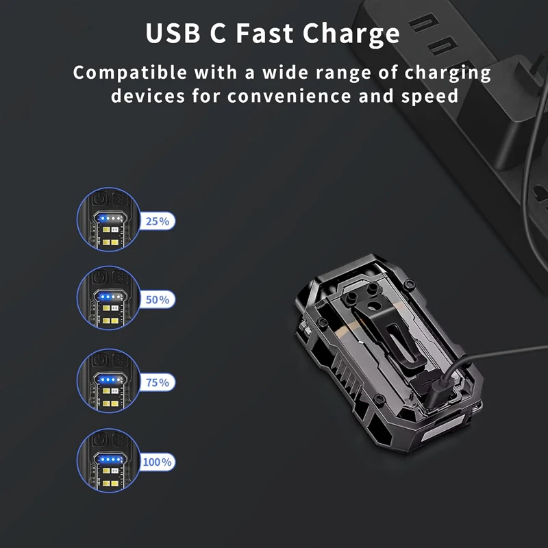 Mini linterna llavero con clip COB luz lateral IPX5 impermeable, luz de bolsillo EDC magnética LED para trabajo, Camping, caminar con perros