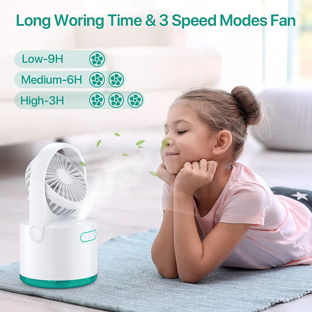 Ventola di nebulizzazione da tavolo ricaricabile piccola ventola di raffreddamento portatile Mister ventola di nebulizzazione da scrivania con vento a 3 velocità per l'home Office all'aperto