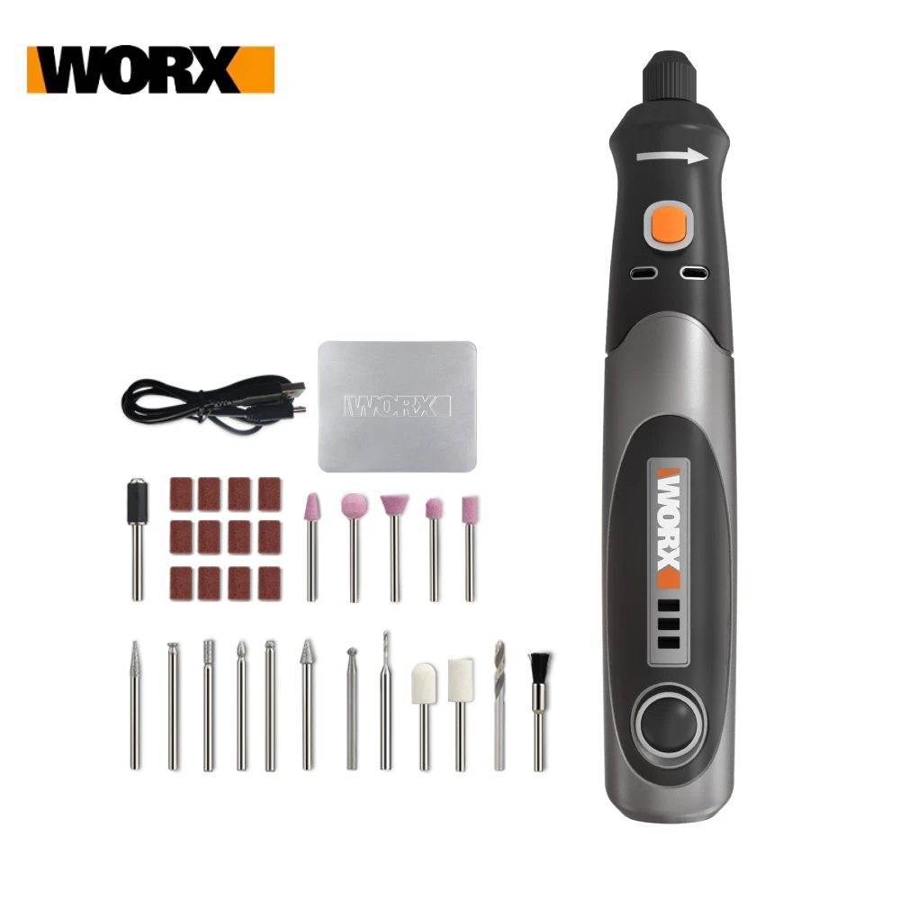 Worx 4V Rotary Tool WX750 Cordless Mini Engraving Grinding Polishing Machine Rechargerable USB Charger Variable Speed Power Tool