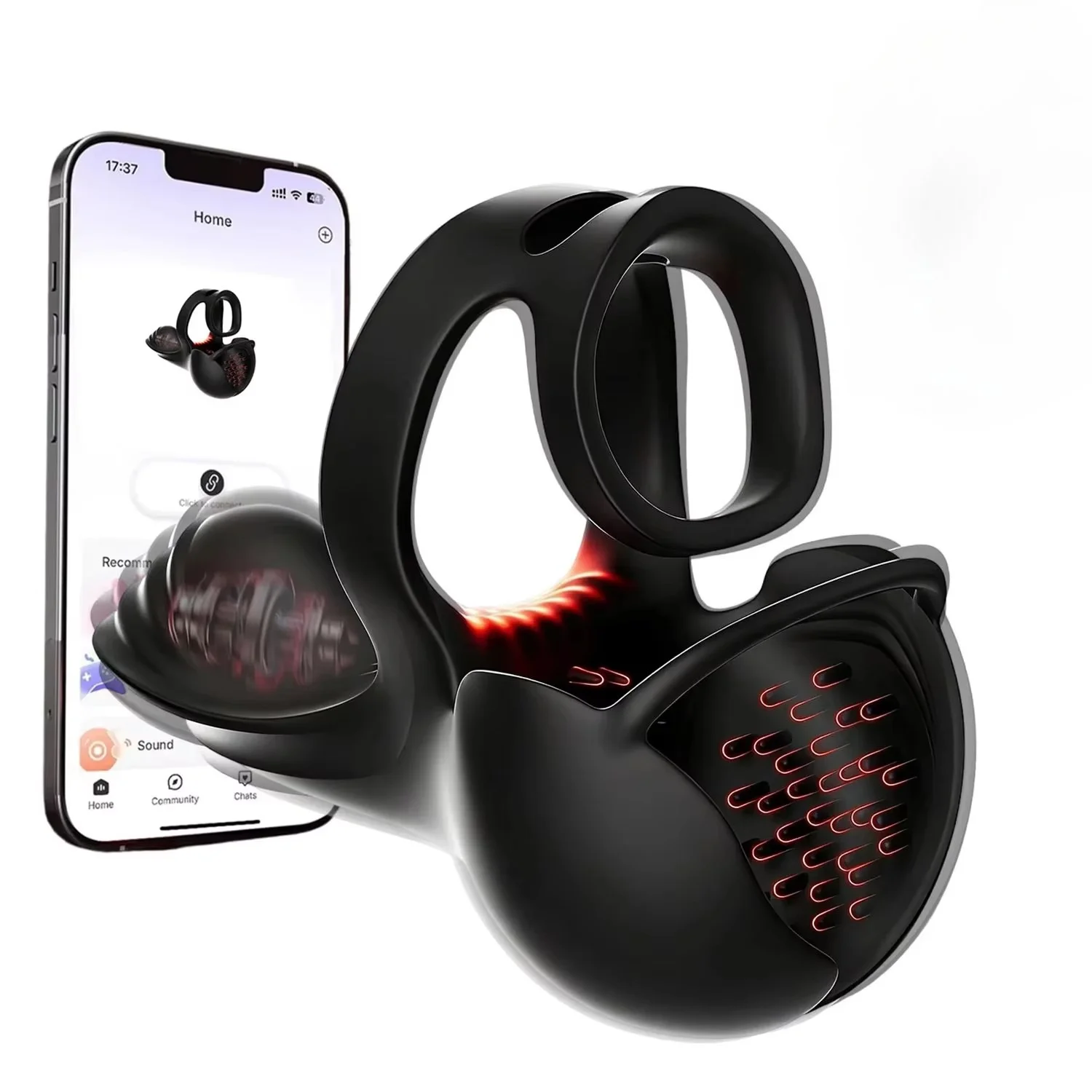 Male Penis Ring Cock Vibrator with Heating Function Testicle Stimulator + App Control Vibration Adult Couples Sex Toy for Men