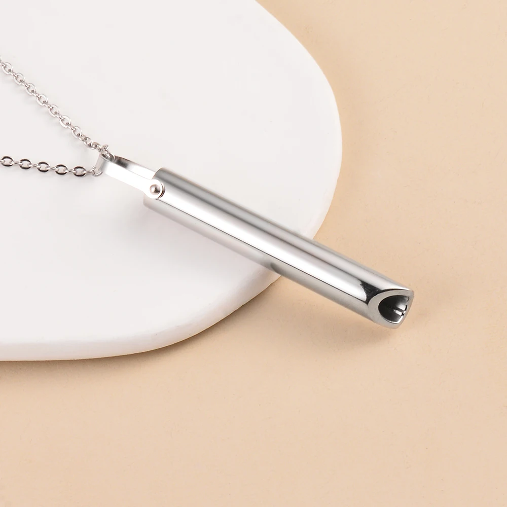 Stainless Steel Meditation Breathing Anti Anxiety Whistling Necklace Outdoor Life-saving Lovers Pendant Jewelry Sweater Chain
