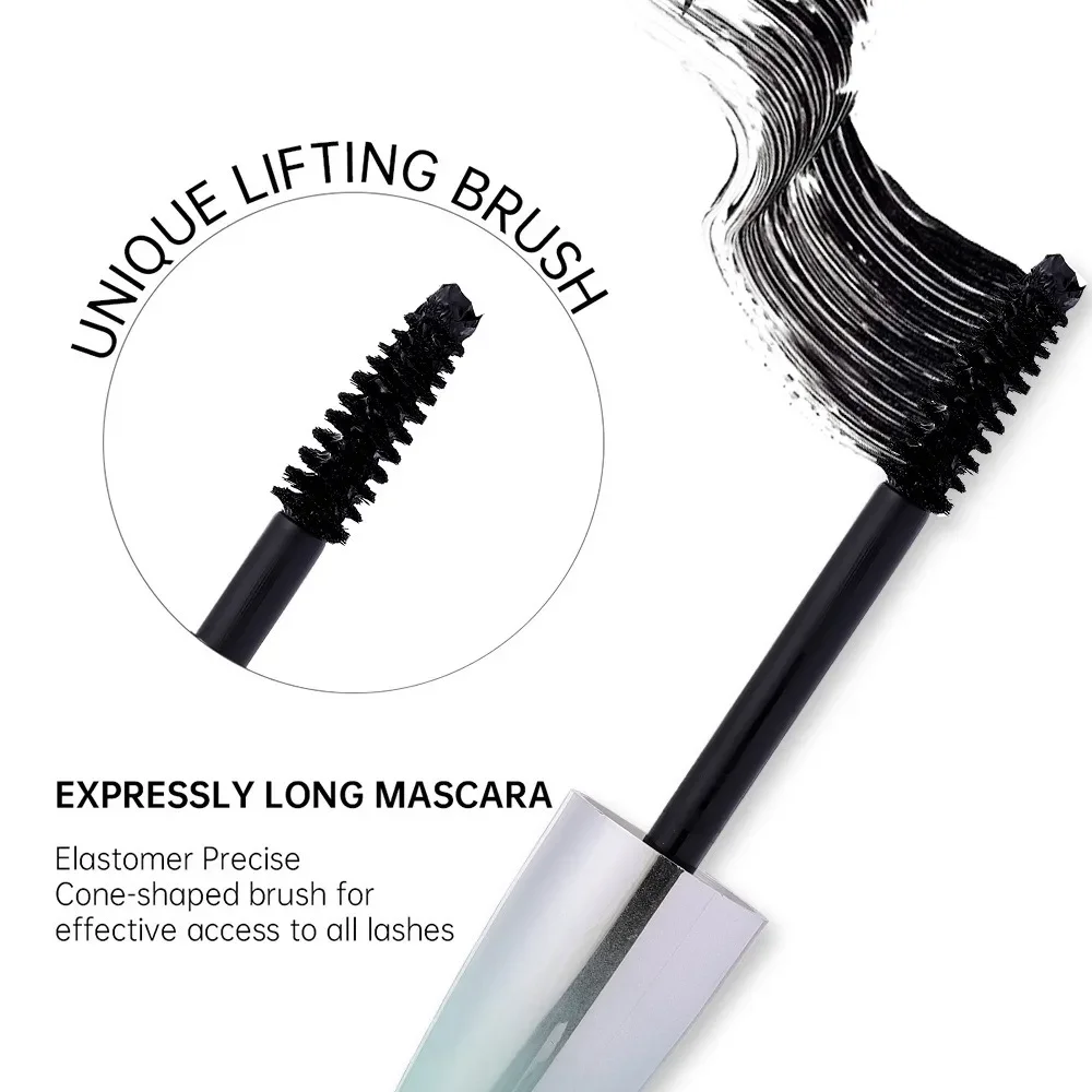 4D กันน้ํา Curling มาสคาร่าผ้าไหมสีดํา Fiber Eyelash EXTENSION-ยาวแต่งหน้าสําหรับผู้หญิงไม่มีรอยเปื้อน