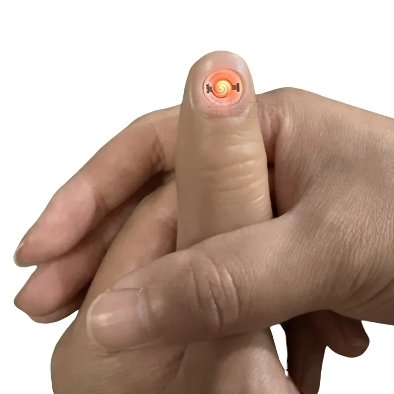 

Перезаряжаемая волшебная зажигалка для пальцев - невидимый ветрозащитный сигаретный воспламенитель с рукавом для пальцев для фокусов и вечеринок, реквизит