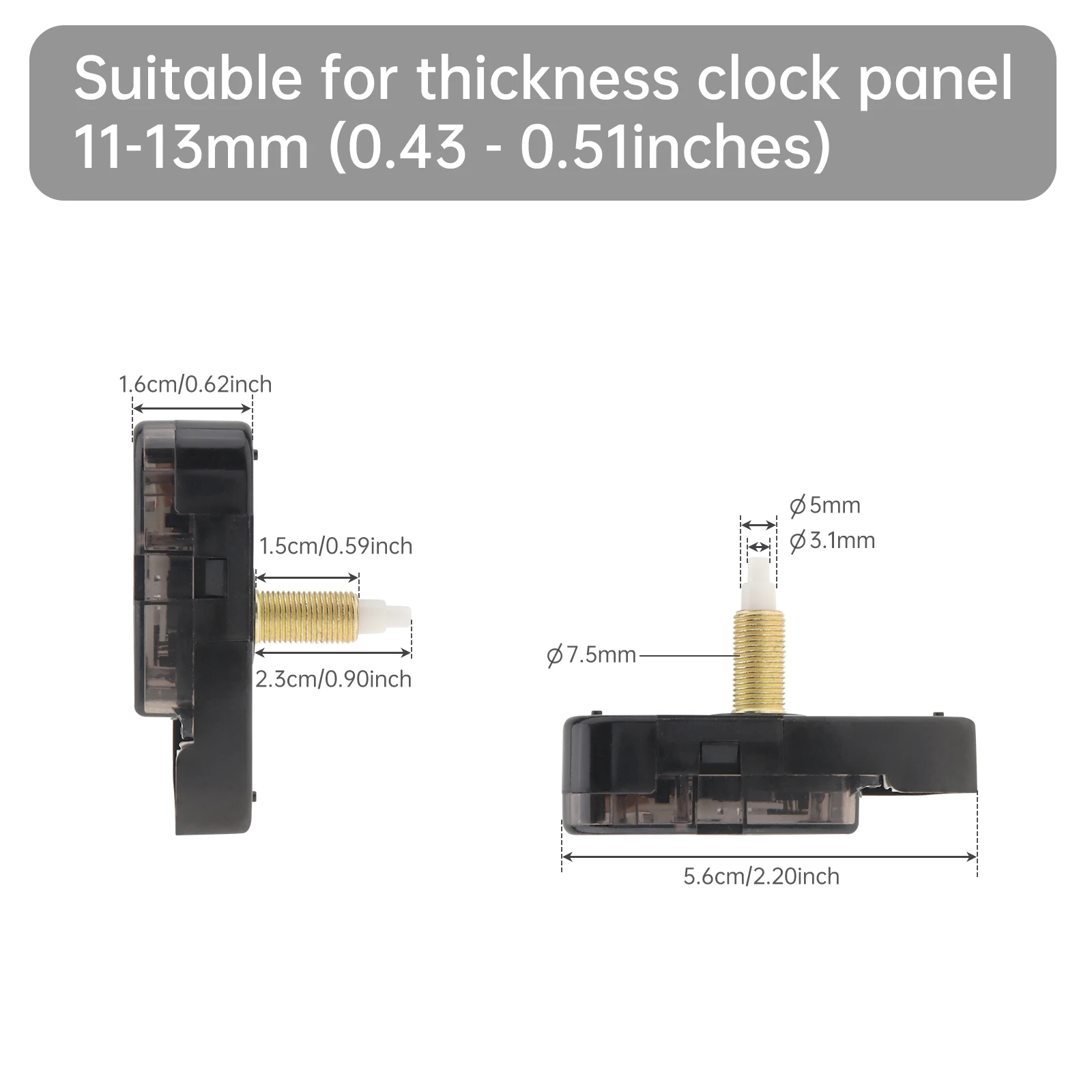 23 mm Shaft Length Quartz 12888 Silent Clock Movement Replacement for Wall Clock DIY / Repair Tools with Metal Hook