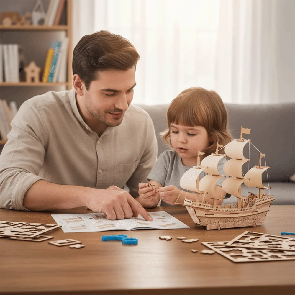Fotografia 5: Quebra-Cabeça 3D de Navio Holandês em Madeira, Modelo Clássico de Construção 3D DIY, Kit de Montagem para Crianças, Decoração para Casa