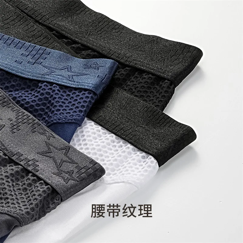 L-6XL Modal Boxers Men Underwear Cueca Mesh Panties Man Breathable Pouch Underpants Male Long Leg Pants Large Size Boxershorts