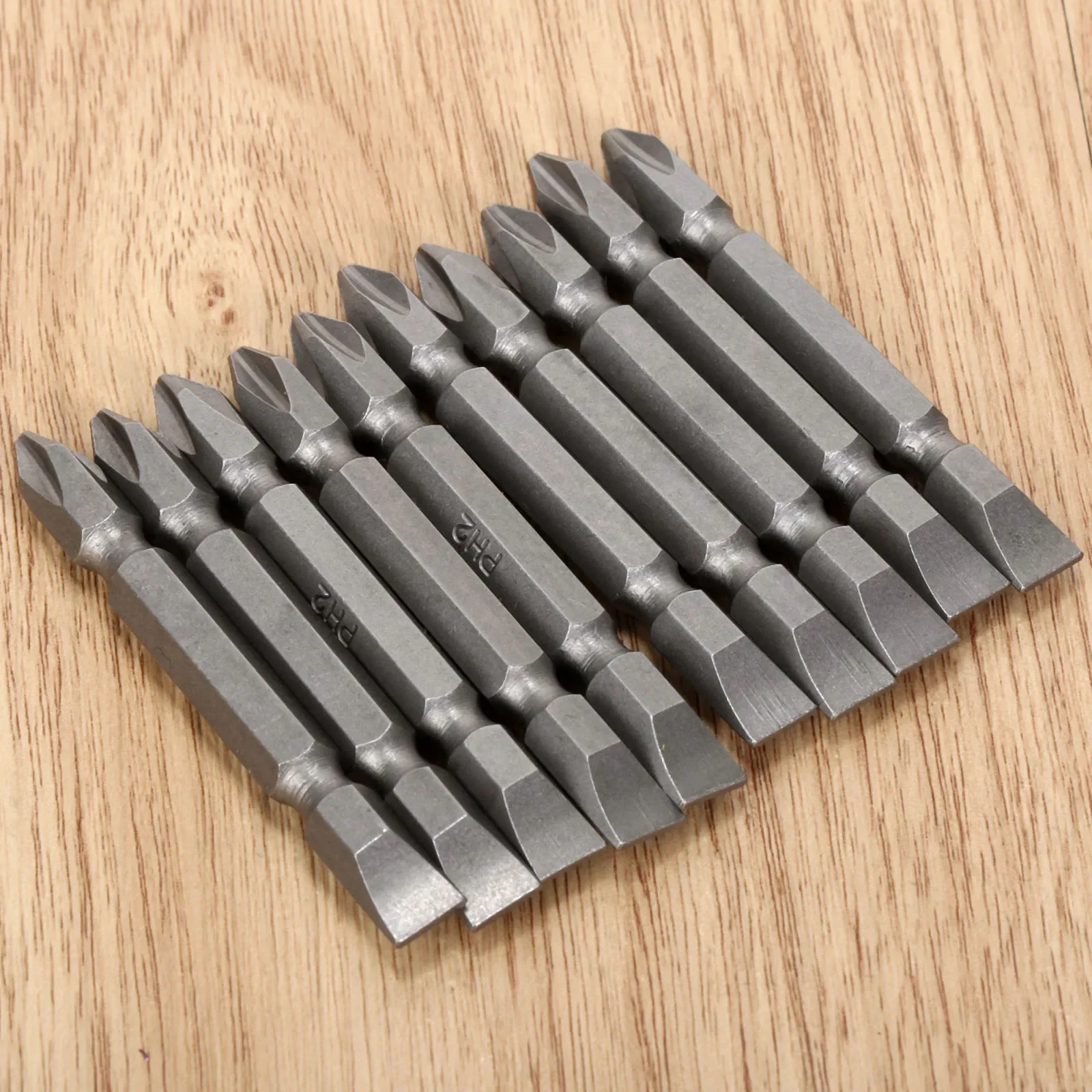 10Pcs 65mm PH2 Magnetic Phillips Double End Screwdriver Bit 1/4\