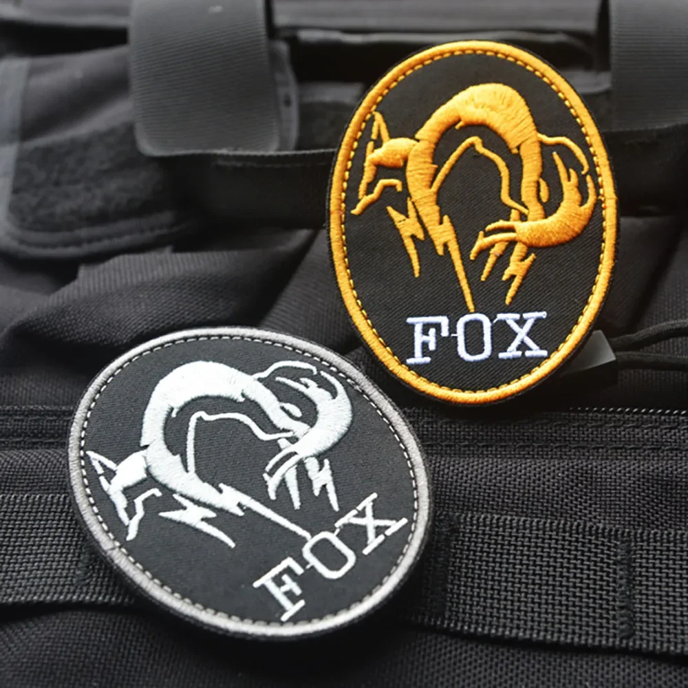 FOX Metal Gear MGS Foxhound Patch Military Tactical Troop Morale Embroidery Hook&loop Patches for Clothing Backpack Applique