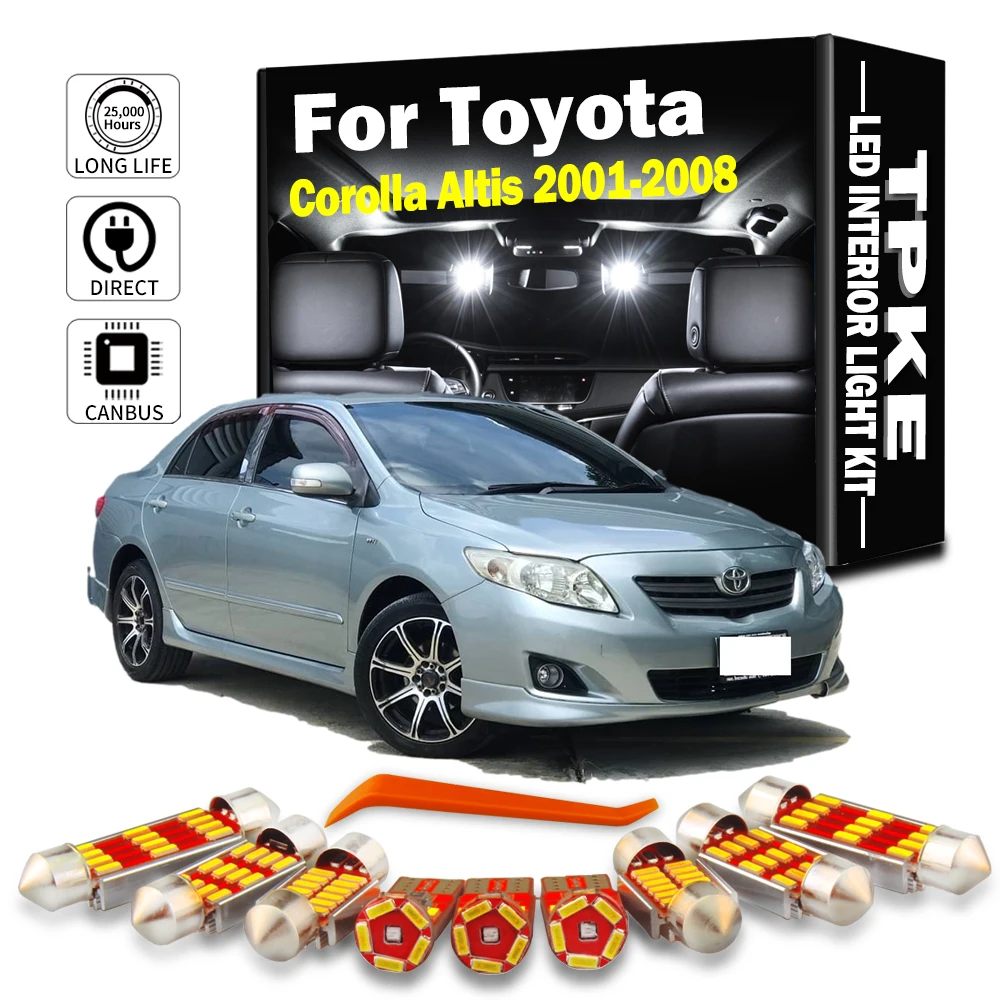 TPKE 8 Adet Araba LED İç Okuma Gövde Harita Plaka Işık Kiti Toyota Corolla Altis 2001 2002 2003 2004 2005 2007 2008