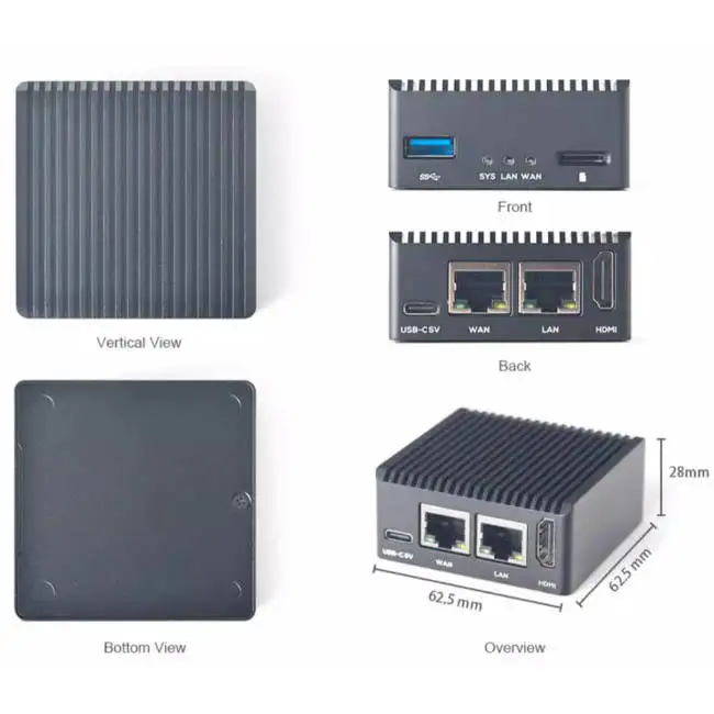 Mini development board RK3328 dual Gigabit network port 32GBeMMC supports M.2WiFi