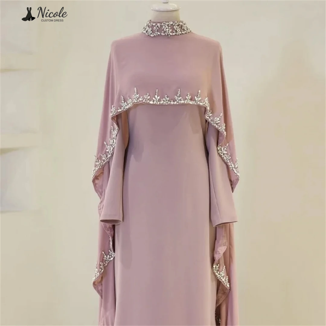 نيكول فساتين لحضور الحفلات الموسيقية 2025 فستان حفلة أنيق نسائي فاخر بياقة دائرية فستان حفلة خط حفل مطرز بالخرز مصنوع حسب الطلب #5