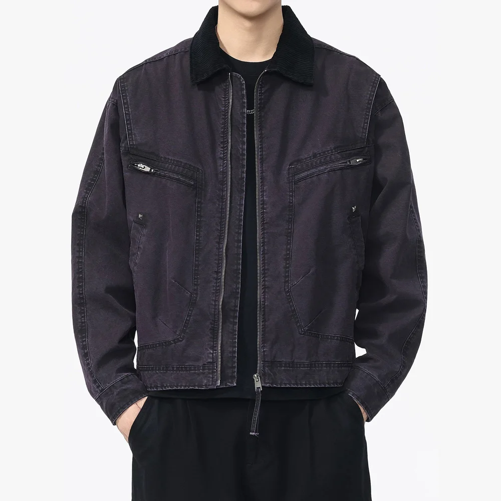 

Модная хлопковая повседневная куртка-карго в стиле ретро, мужская корейская уличная одежда, модная свободная короткая куртка-бомбер, пальто Cityboy, верхняя одежда