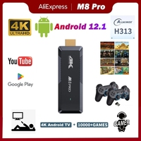 2023 New M8 Pro TV Stick Android 12.1 4K Ultra HD Wifi 2.4G&5.0G 1G 8G Media player 2 in1 Retro Game Console Box Gift For Kids