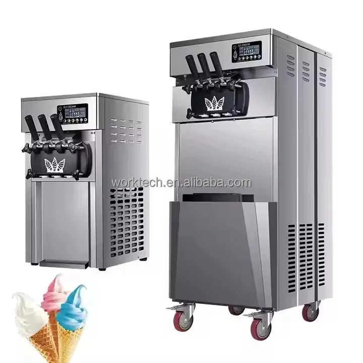 

China Factory Price Commercial Ice Cream Maker Machines 3 Flavor Soft Ice Cream with Yogurt Milk Chocolate for Sale