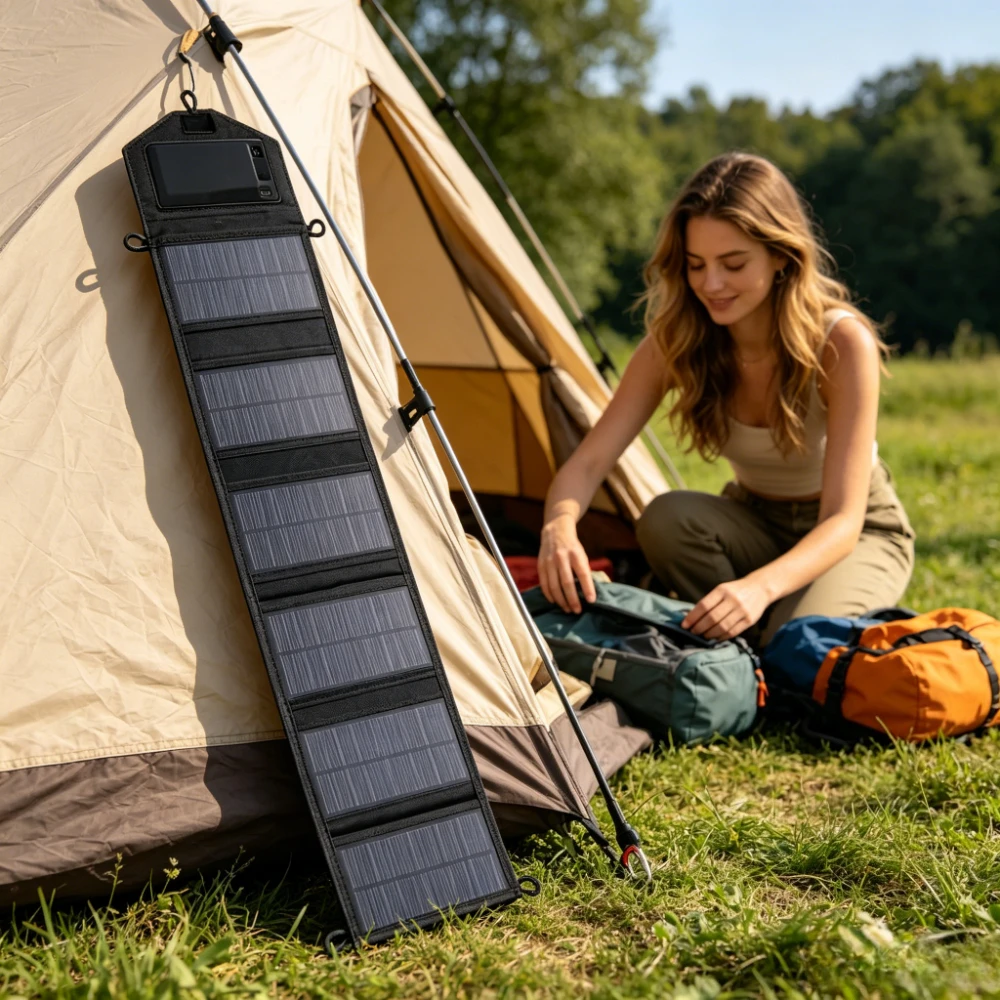 Foldable Waterproof Solar Panel Charger 25W Portable USB Solar Charger for Outdoor Camping Hiking Travel Emergency Power Phone