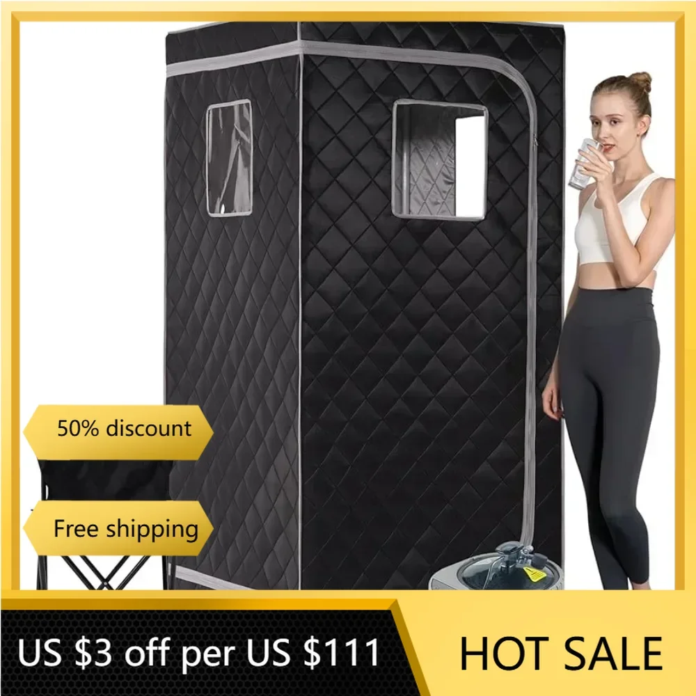 

Home Steam Sauna with Steamer, 4L 1500W Steam Generator 99 Min Timer, Remote Control, Upgraded Foldable Chair Freight free