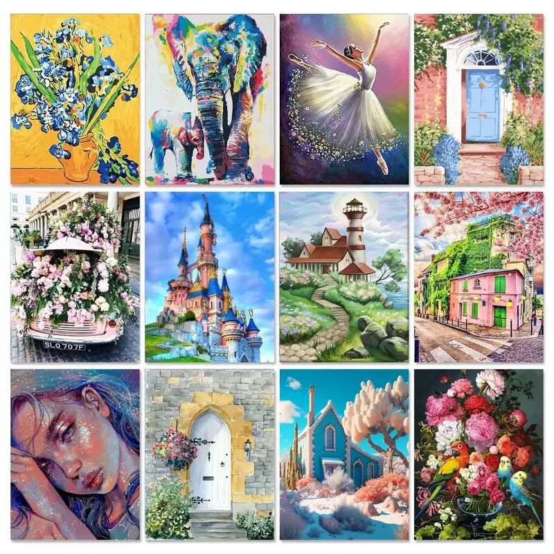 GATYZTORY 40x50cm Paint By Number Flowers DIY Oil Pictures By Numbers Kits Canvas Painting Art Drawing Gift Home Decor