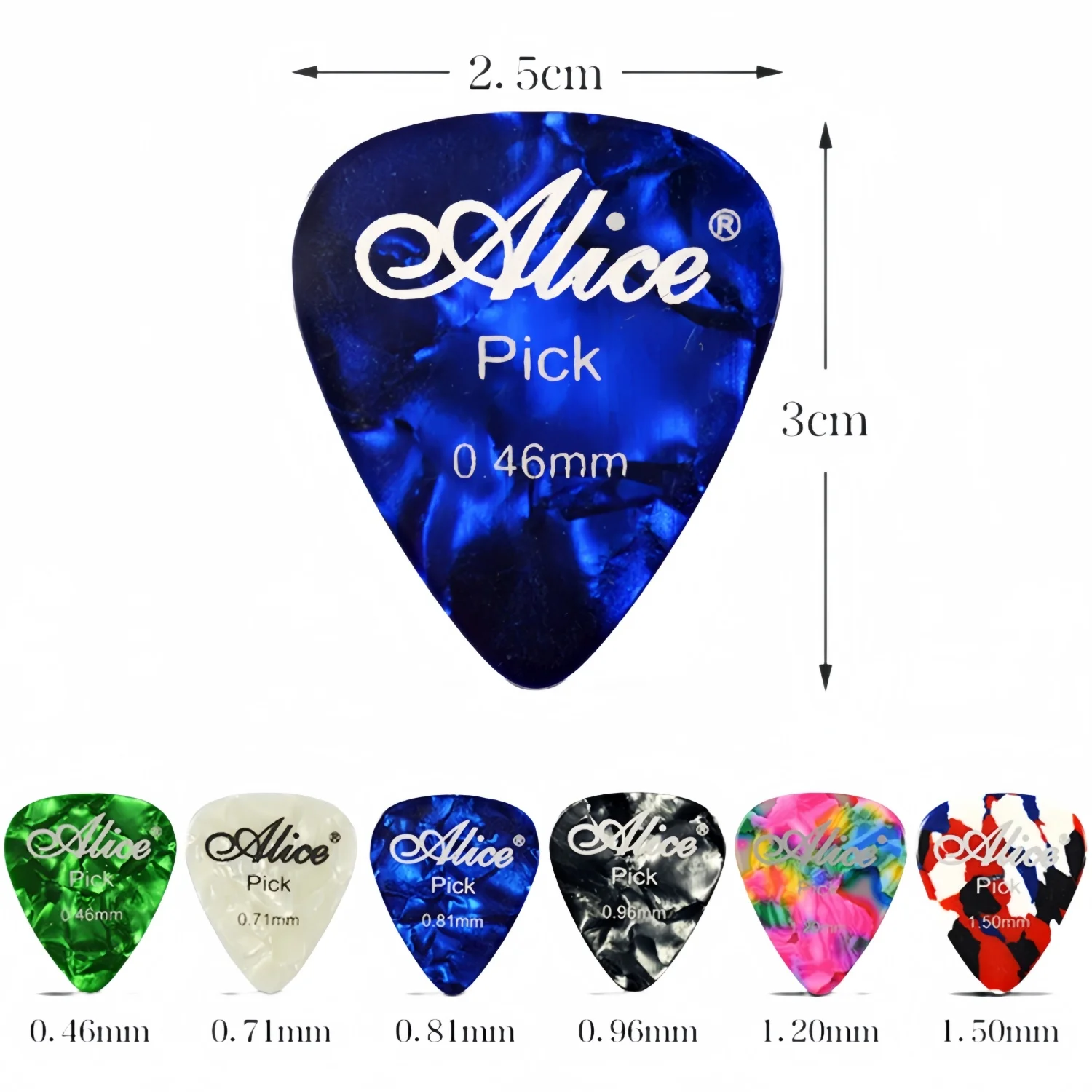 24/50 قطعة سمك مختلط أليس الغيتار يختار الريشة الوسيط 0.46/0.71/0.81/0.96/1.2/1.5 مللي متر ألوان عشوائية الغيتار الملحقات #6