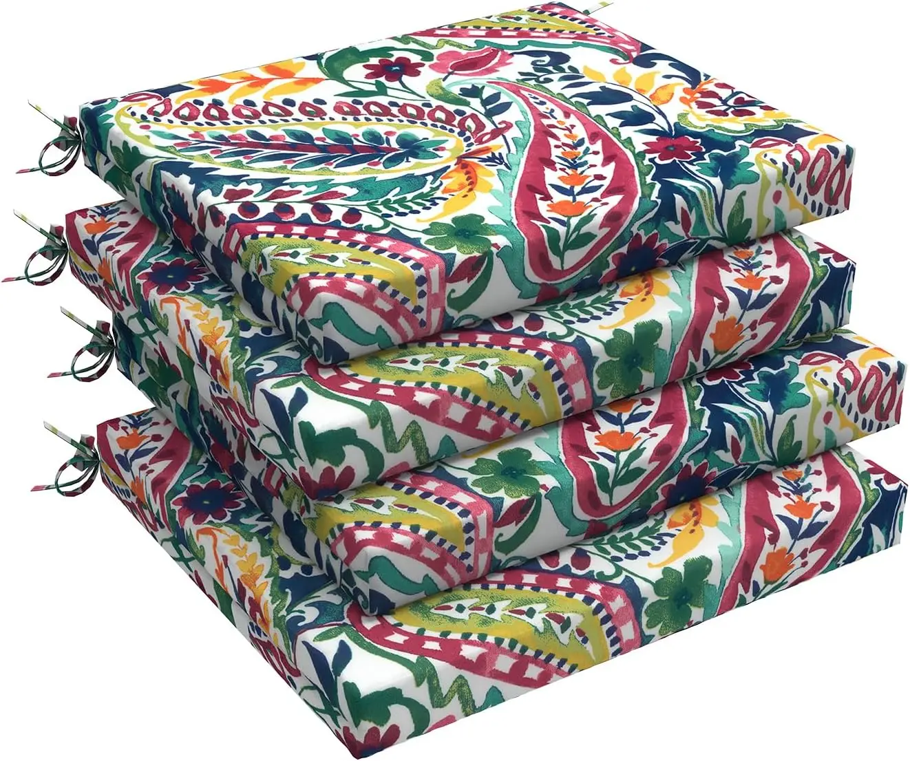 

Outdoor Seat Cushions Set Of 4 Square Corner Chair Cushions With Ties, Patio Chair Pads For Home Office And Patio Garden