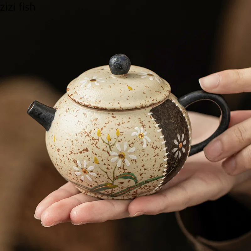 

Little Daisy Ceramic Teapot Filter Pot Tea Infuser Hand Drawn Teapot Single Pot Tea Brewing Utensils Kettle Teaware Water Bottle