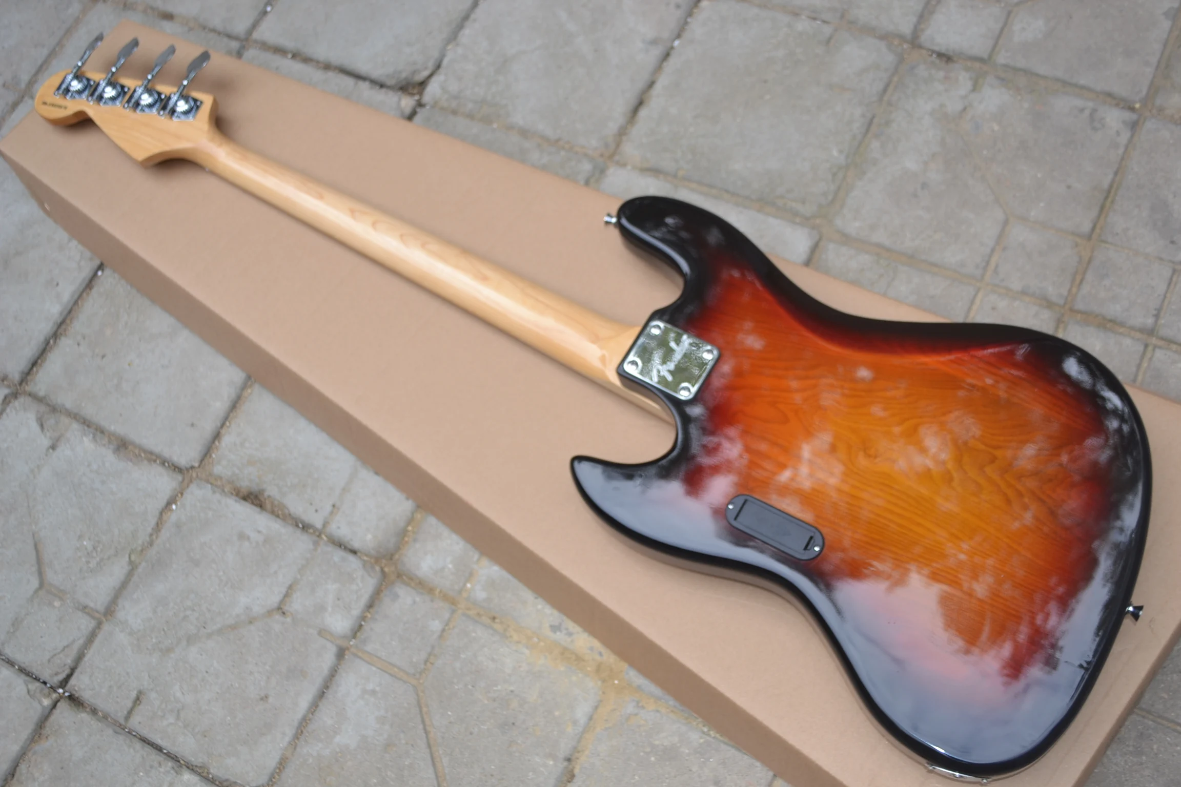 High quality custom 4 string bass electric guitar, ash wood body, sunset color, active pickup, free shipping