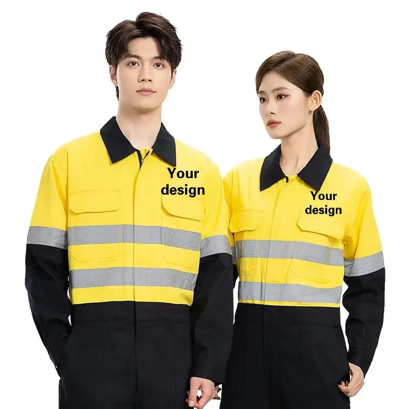 Men's Workshop Safety Work Clothes Printed Logo Personalized Custom Pattern Site Parking Lot Miner Warning Cotton Coat