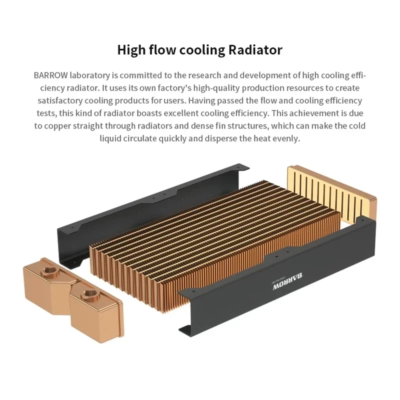 Barrow Radiator Copper 120 240 360 480MM Heatsink G1/4 Thread 40mm Thickness 120mm Fan For Water Cooling kit DIY Case Dabel-40a