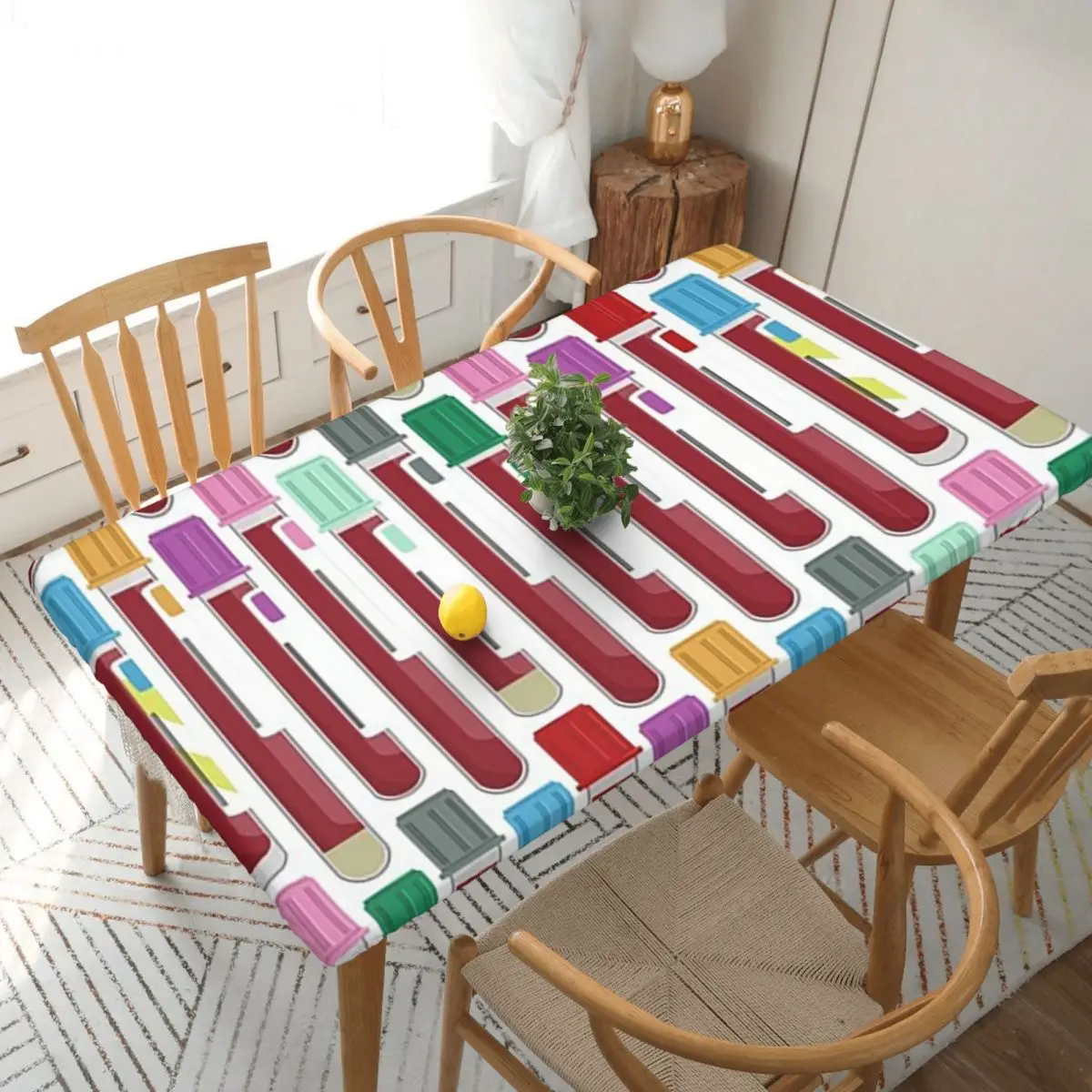 Phlebotomy Blood Tubes Custom Rectangular Tablecloth Waterproof Table Cover for Dining Events Table Cloth