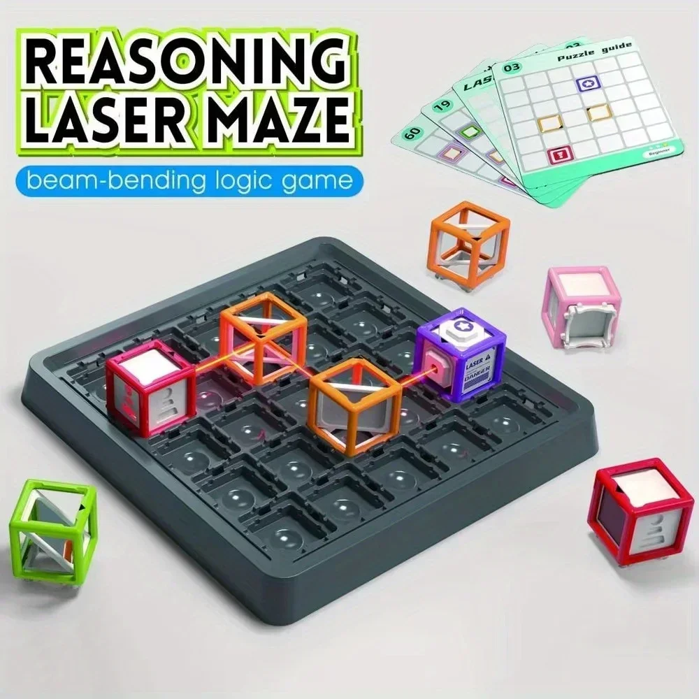 Laser Maze Stacking Educational for Kids 60 Levels Challenges STEM Toys Logic Thinking Training Board Game