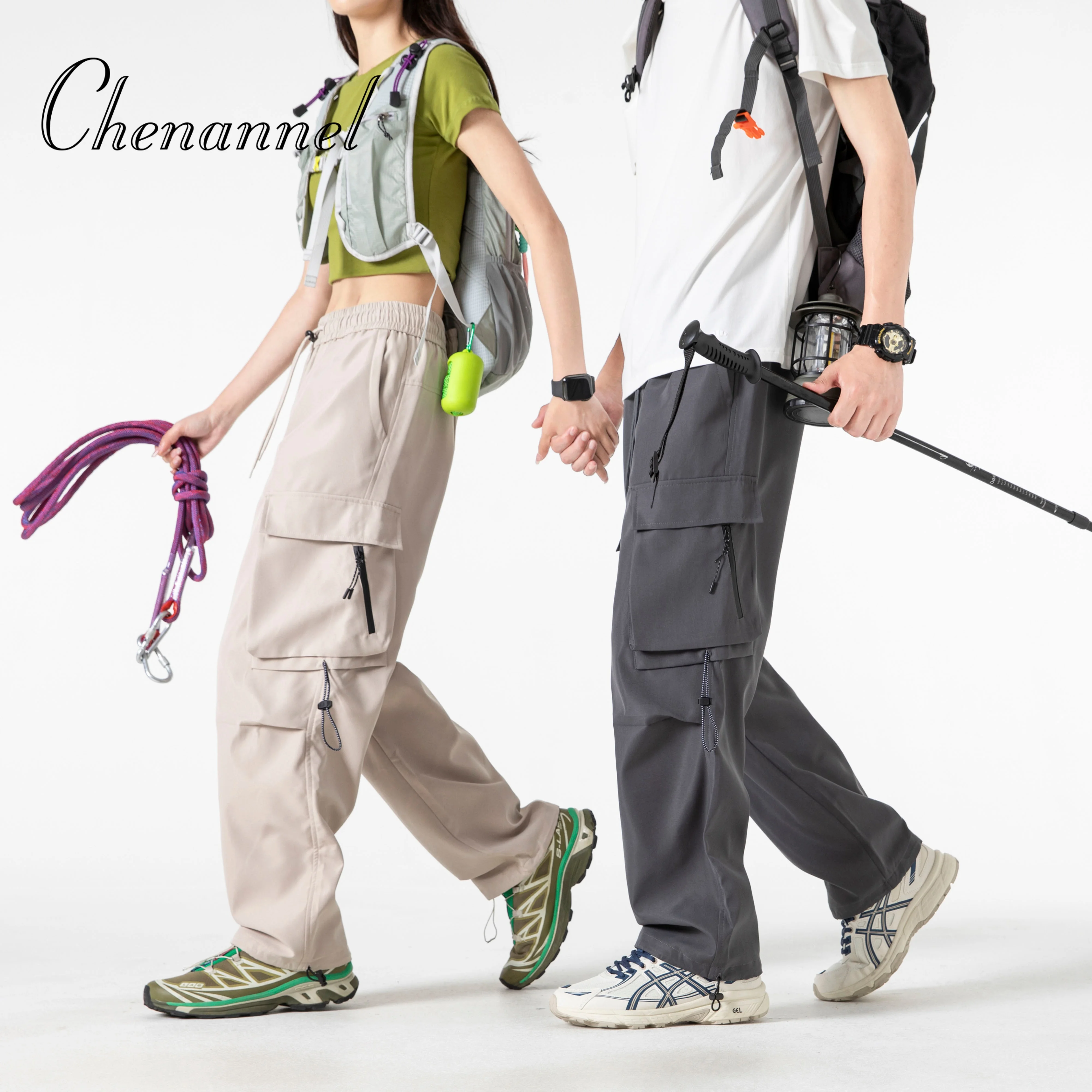 

American high street cargo pants men's drawstring loose straight leg casual pants street dance hip hop outdoor sportswear pant