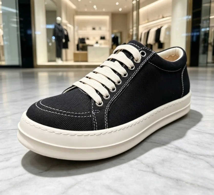 Men Women Canvas Skate Shoes Thick Sole Low Top Dark Triangle High Street Casual Sneakers Footwear