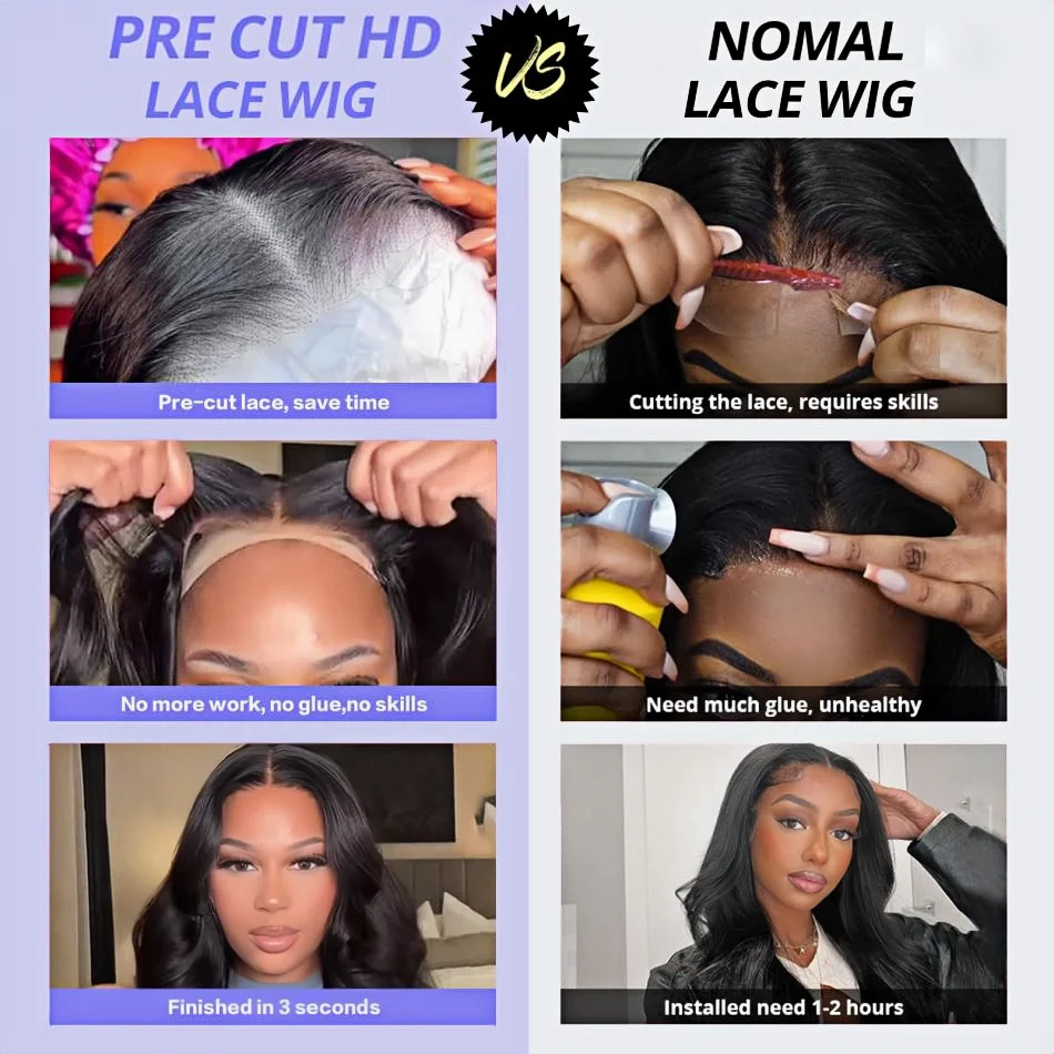 Body Wave Glueless Preplucked 5X5 Human Wigs Ready To Go 4X4 Human Hair Wigs Pre Cut Ready To Wear Closure Brazilian Wig