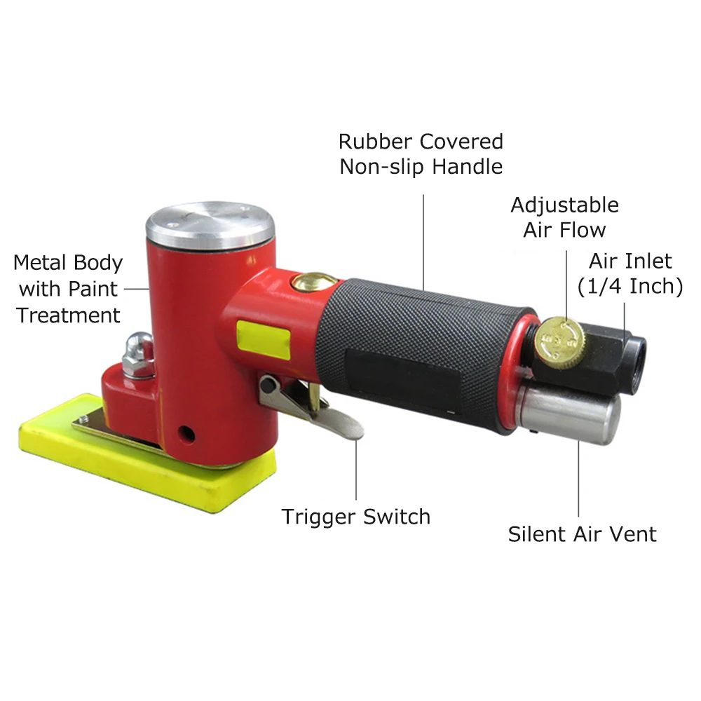 Mini Straight Line Air Sander with Sanding/ Rubber/ Iron Pad Random Orbital Pneumatic Sander Air-operated Handheld Polisher Waxe