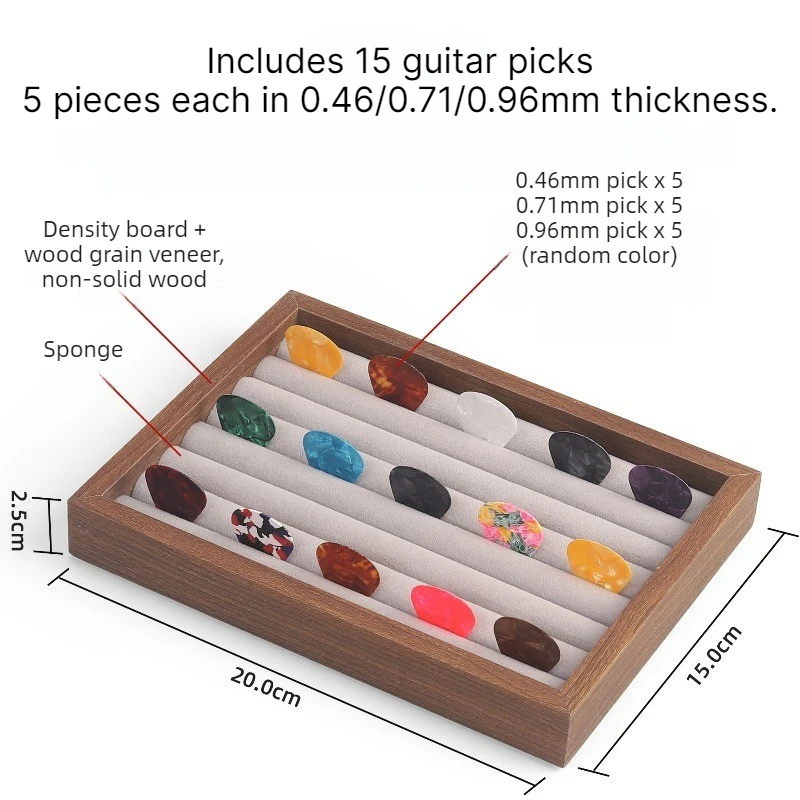 Guitar Pick Storage Box Large Capacity Pick Tray Soft Sponge Picks Display Box String Instrument Accessories with 15pcs Picks