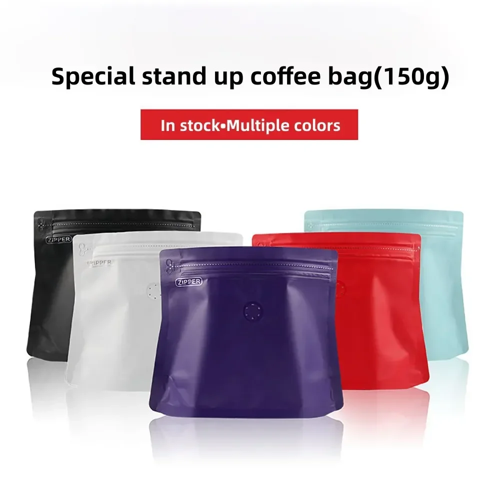 100PCS Mylar Bags Stand Up Pouch Packaging Zipper Custom Printed For Food Storage Ziplock Coffee Plastic Smell Proof Bag 150g