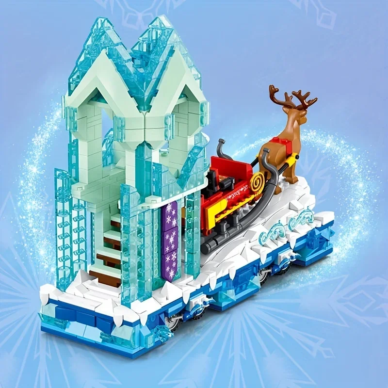 929PCS Christmas Reindeer Sleigh Car Winter Snow House Building Blocks Assemble Bricks Desktop Decoration Kids DIY Toys Gifts
