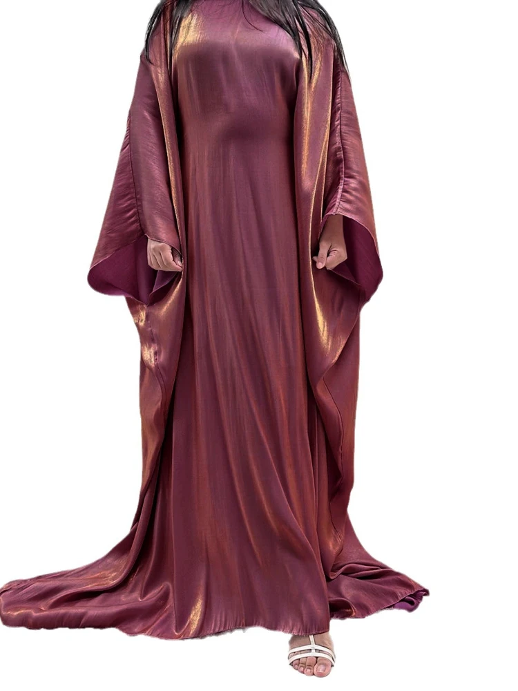 여성용 모로코 파티 원피스, Eid Sliky Abaya Jalabiya Batwing 슬리브, 우아한 맥시 베스티도, 카프탄 아랍어 롱 로브, 카프탄 2024