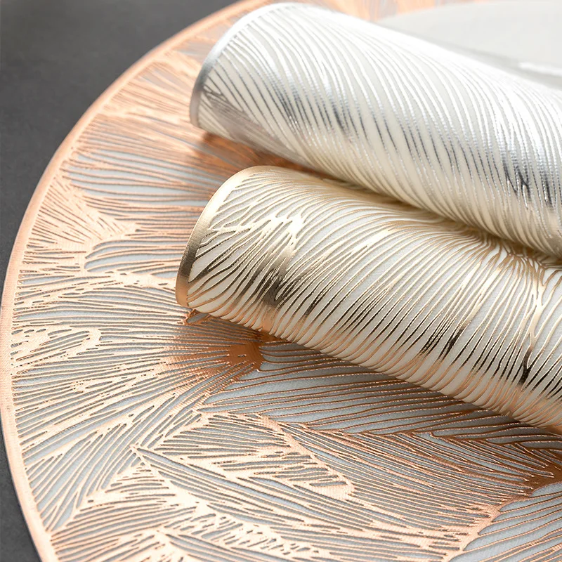 1PCS 38cm Round Placemat,Waterproof oilproof insulated table mat,Hotel anti-slip decorative coasters